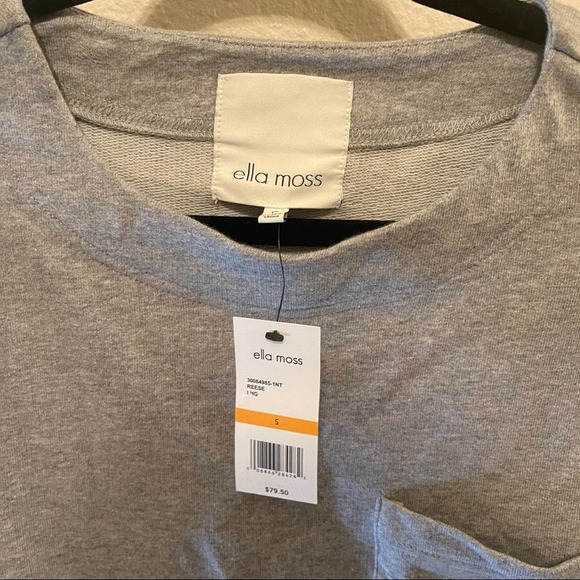 NWT Ella Moss Gray Reese Round Neck Ruched Quarter Sleeve Sweater Small - Picture 11 of 16